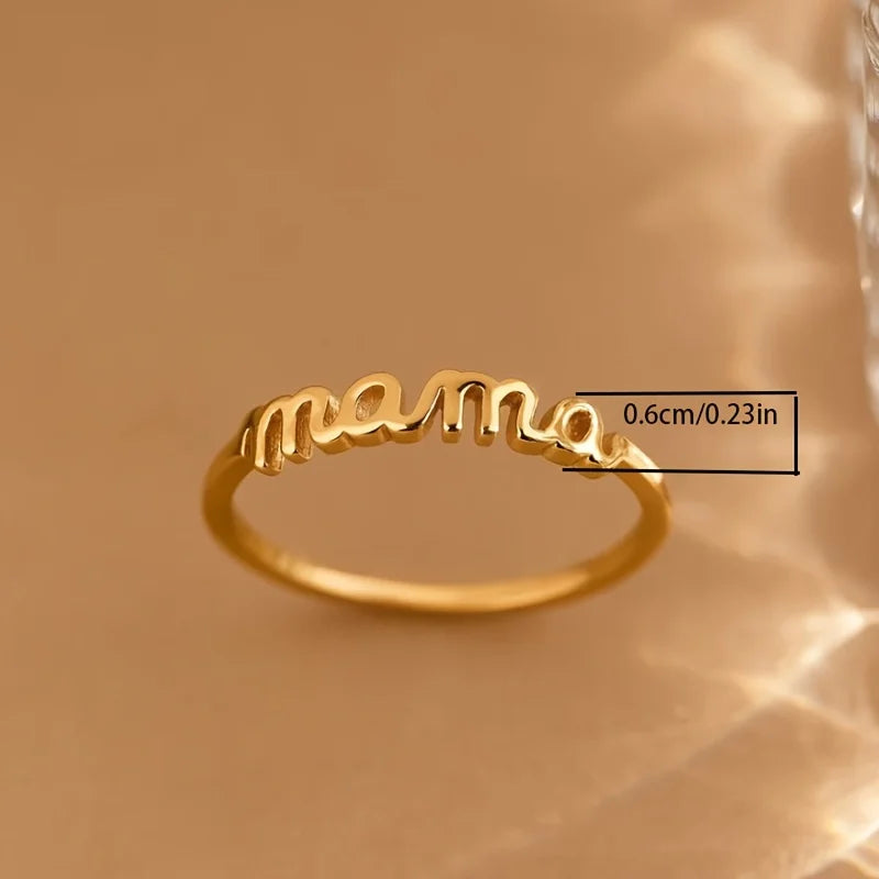 Hot Finger Ring Dear mama Letter Simple Plain Ring for Mom Perfect Mother's Day Gift