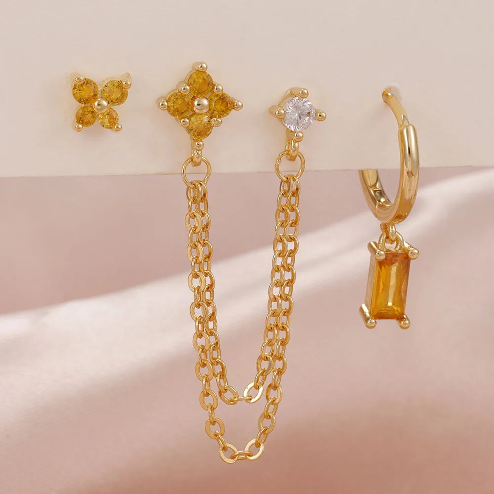 3PCS Stainless Steel Earrings Set