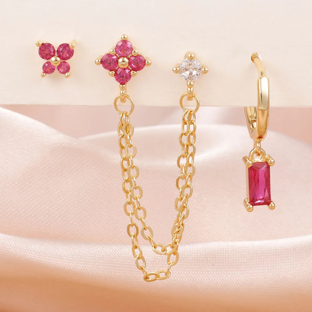 3PCS Stainless Steel Earrings Set