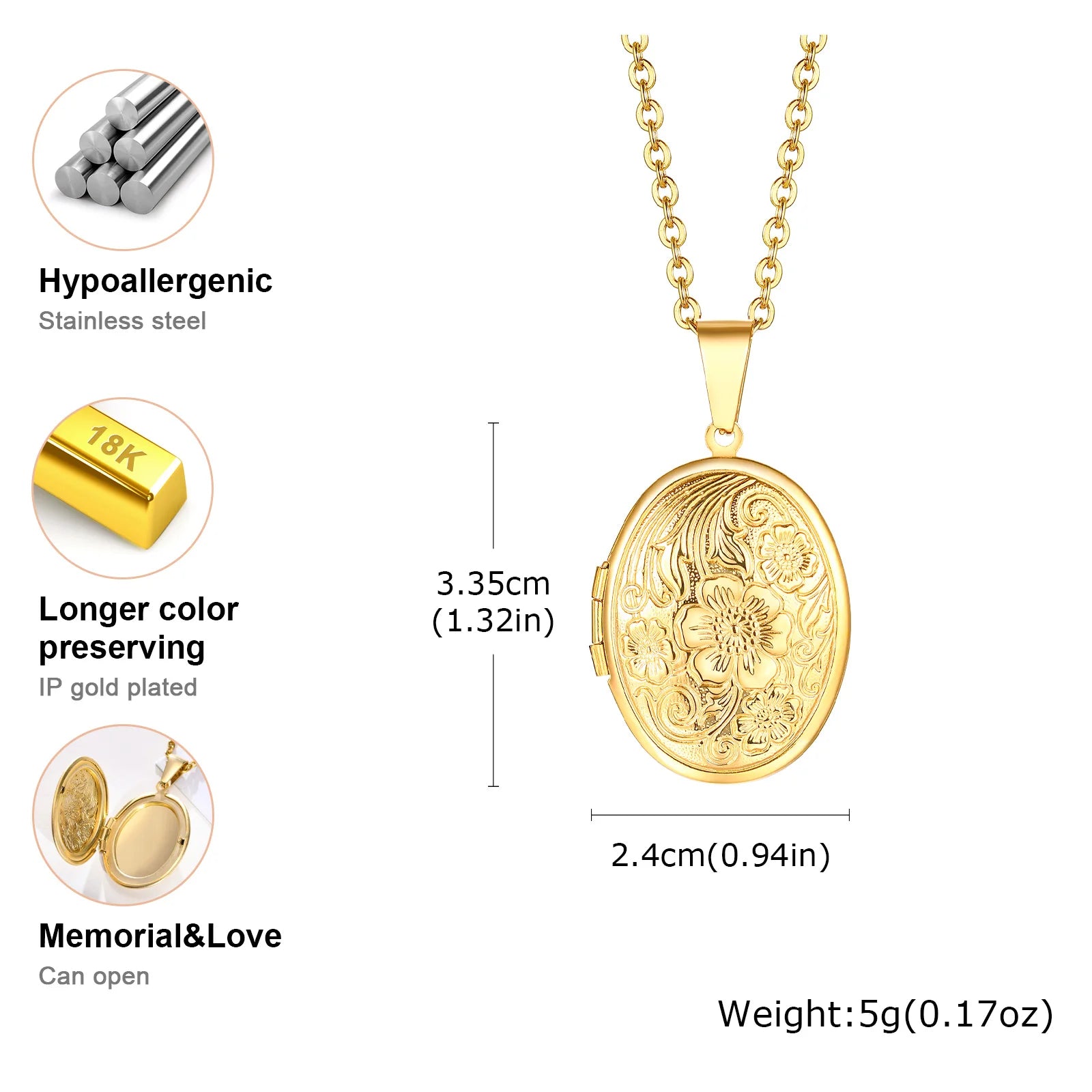 Heart Photo Locket Necklace