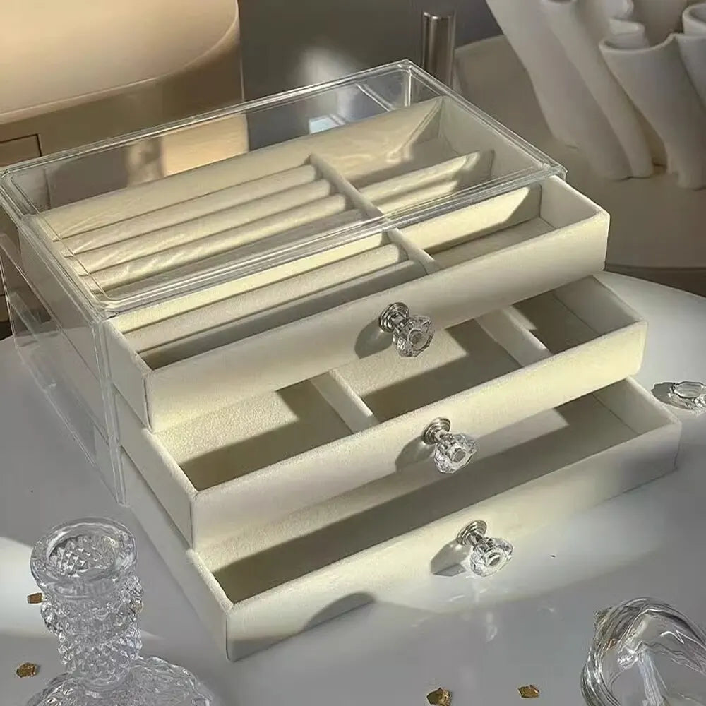 3-Layer Flannel Jewelry Box with Drawer