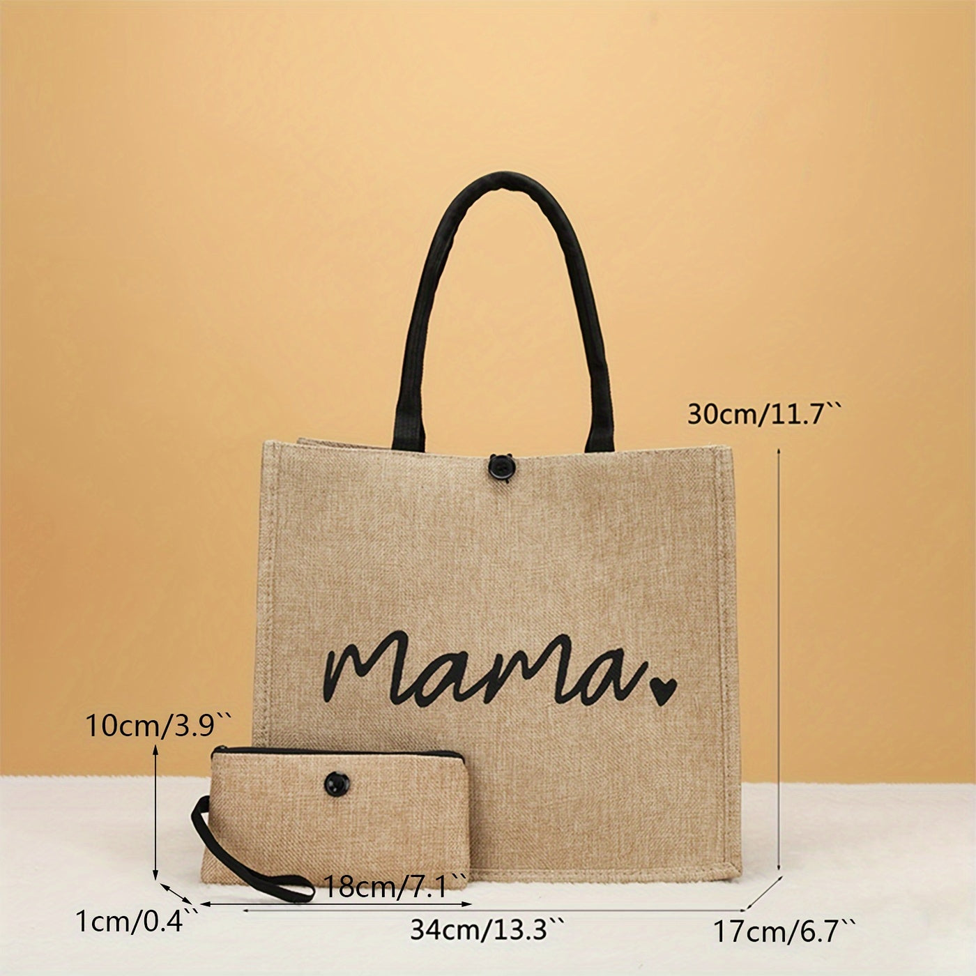 Letter & Heart Pattern Tote Bags (2pcs) + Mini Wallet – Fashion Gift for Women
