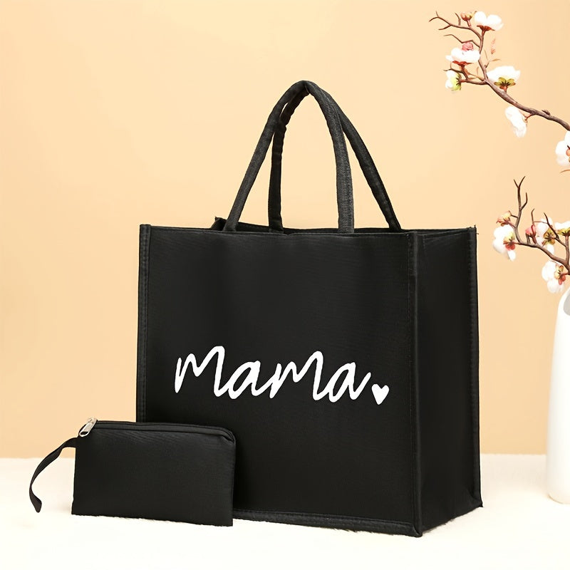 Letter & Heart Pattern Tote Bags (2pcs) + Mini Wallet – Fashion Gift for Women